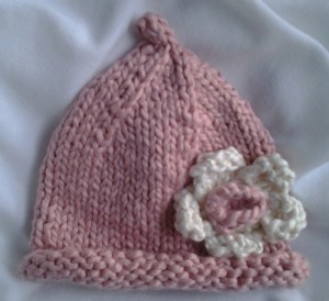 Ruby, pink with white flower