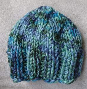 knit baby boy hat blue/green